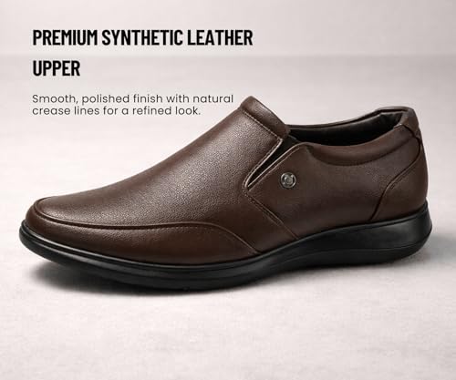 Image of Kraasa Men's Formal Slip-On Shoes | Vegan Leather Upper | Airmix Sole | High Cushioning | Lightweight & Comfortable