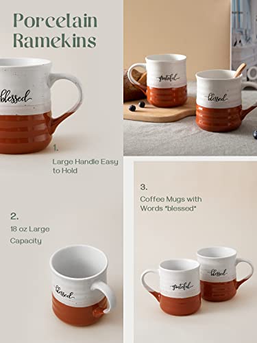 Dowan 20 Oz Large Coffee Mugs, Ceramic Mug Set With Word Blessed Grateful, Big Tea Cup For Office & Home, Thank You Gift For Women Men Mom Dad Christian, 2 Pcs #TOP5