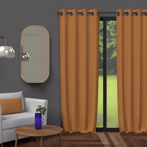 Soleil d'ocre, Occultant Alix Rideau à Oeillets Ocre, Polyester, 135x250 cm – vue 2