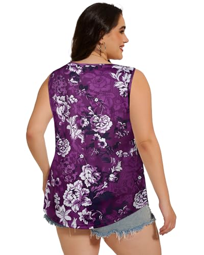 Image of Women Plus Size Tank Top Casual Summer Tops Loose Fit Sleeveless T Shirts Trendy Crewneck Tunic Tees 2026