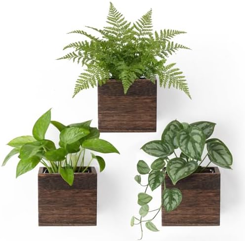Dahey Small 4 Inch Wood Wall Hanging Planter Boxes for Indoor Pla...