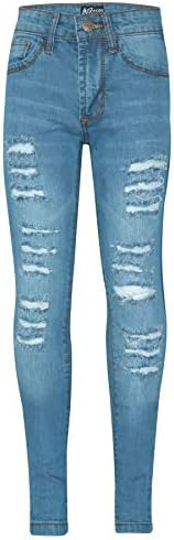 A2Z 4 Kids Girls Ripped Jeans Comfort Skinny Stretch Lightweight - Girls Jeans JN28 Light Blue 3-4