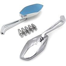 MT400-009- Aluminum Chrome Mirrors Compatible With Most Motorcycle With 8mm Or 10mm Clockwise Suzuki Kawasaki Yamaha Harley Handlebar Mount