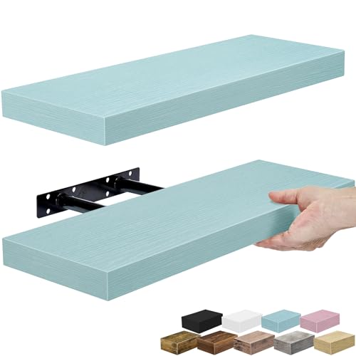 Sorbus 16 Inch Floating Shelves for Wall (2 Pack, Breezy Blue) - image 1