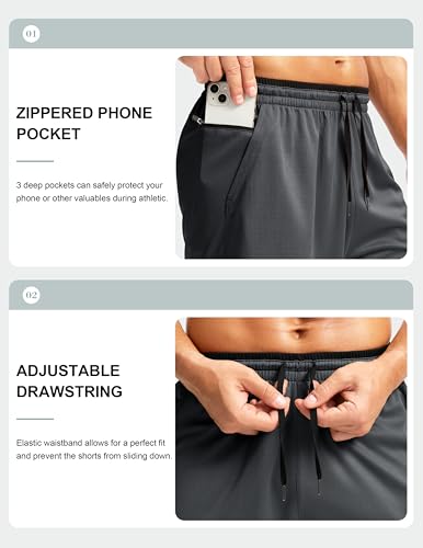 Image of G Gradual Men's Long Basketball Gym Shorts 9 inch /11 inch with Pockets