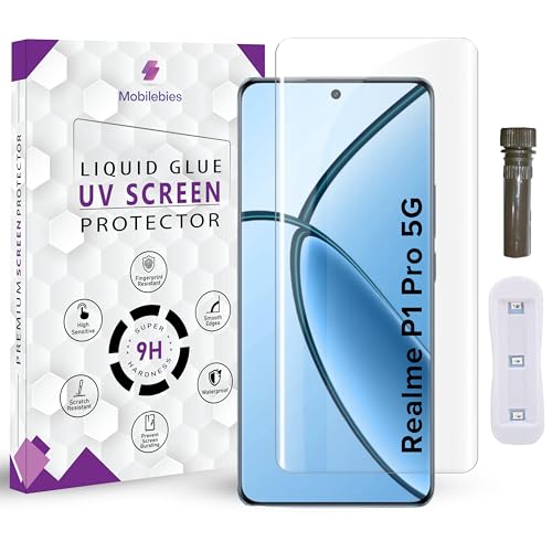 Image of Advanced HD+ UV Tempered Glass Screen Protector For Realme P1 Pro 5G (6.7 Inch, Pack of 1) Full Adhesive HD + UV Curved Screen Guard, Case Friendly with installation kit & Guide