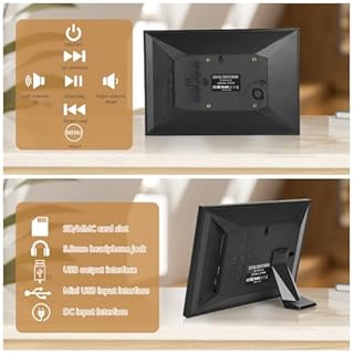 Vicloon Cornice Digitale 10.1 Pollici, Schermo 1280x800 HD IPS, Cornice Elettronica con Telecomando, Foto/Musica/Video/Calendario/Orologio, Supporto USB o Scheda SD, Rotazione Automatica (Non WiFi)