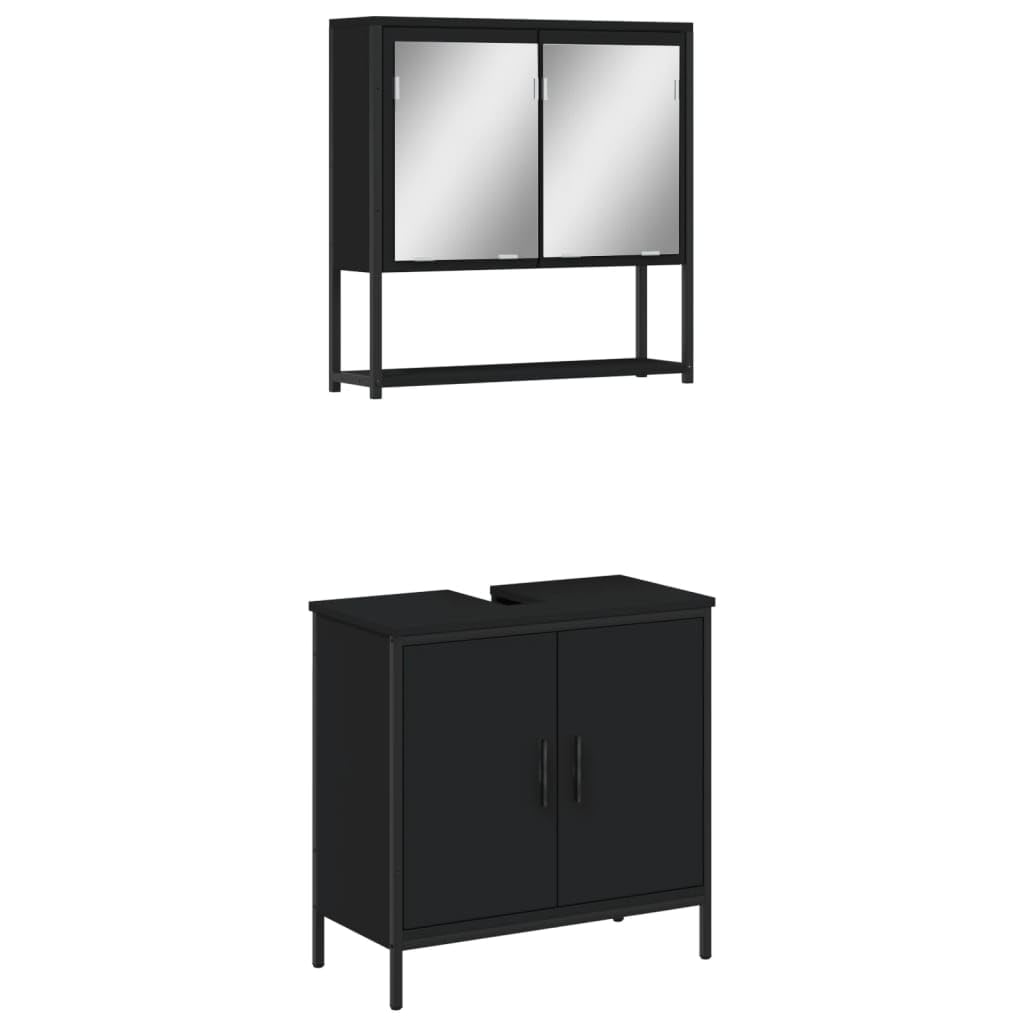 CHARMMA Bathroom Furniture Set Black Engineered Wood Standard,Bathroom Furniture Sets-3214660