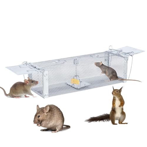 Rattenfalle Lebendfalle, Marderfalle Lebendfalle für effektive Nagetierbekämpfung, 41*14*11cm große Lebendfalle für Ratten und Marder, hochwertige galvanisierte Stahlkonstruktion mit doppeltem Türmech