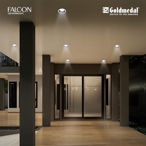 Image of Goldmedal Falcon 7W LED Round Downlight (WH+GB) for Home, Office & Shop - Neutral White (3000K) |Recessed Light for False Ceiling | Cut-Out: O75mm | Body Colour: White | for Indoor Application