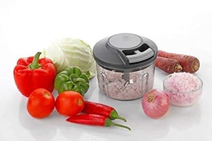 Crazy Sutra Manual Chopper with Pull Cord Technology and 3 Stainless Steel Blades Eco Friendly Design Compact & Powerful Vegetable Cutter Tool