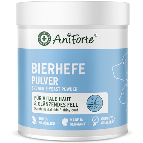 AniForte Bierhefe Pulver für Hunde 500g - Naturprodukt für glänzendes, kräftiges Fell & Vitale Haut, Mit Biotin & Vitamin B für Hunde