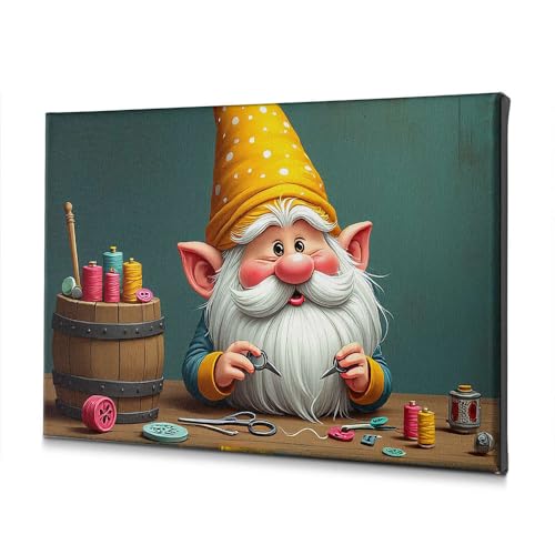 Toile gnome joyeux pour briser la monotonie des murs blancs avec fils colorés