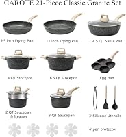 CAROTE 21pcs Nonstick Pots and Pans Set, Cookware Sets, with Egg Pan — image 2