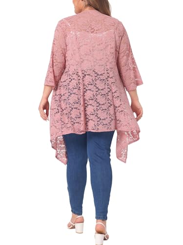 Image of Agnes Orinda Plus Size Cardigans for Women Open Front 3 /4 Sleeves Crochet Cover Ups Jackets 2024