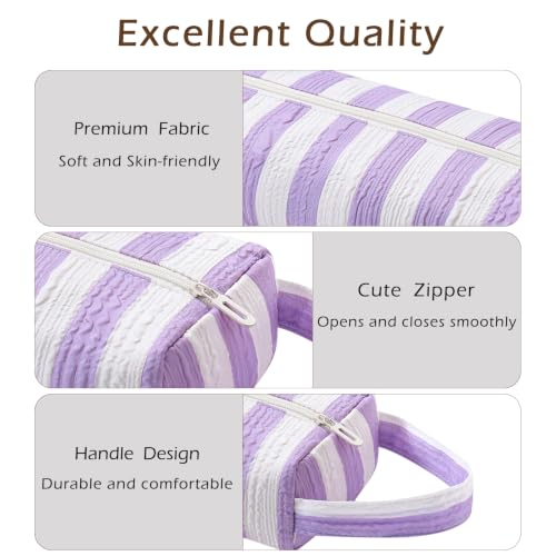 Image of RSRSLEII Striped Hair Tools Travel Bag,Hair Styling Accessories Storage Case for Shark FlexStyle,Dyson Airwrap Hair Dryer,Curling Iron,Straightener,Revlon Hair Tools,Portable&Foldable(18Purple&White)