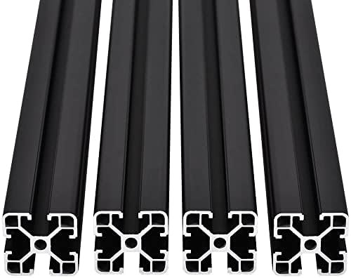 4PCS T Slot 4040 Aluminum Extrusion Profile 48'',European Standard Anodized Linear Rail for 3D Printer Parts and CNC DIY 1220mm Black(48inch)