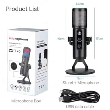 ZX-776 Professional USB Condenser Microphone for PC, Podcast