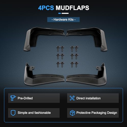 Image of ECCPP Vehicles Mudguard Splash Guards Front & Rear Set fit for Honda Civic 2016 2017 2019 Mud Flaps Set of 4 Flexible and Bendable Mud Flaps Splash