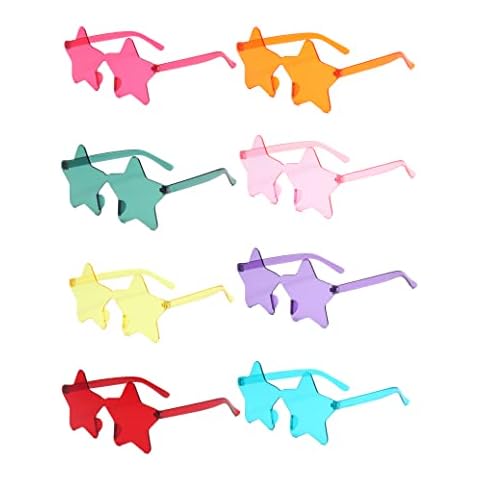 LIULIUBTY Star Shaped Rimless Sunglasses, Jelly Fudge Heart Sunglasses Bachelorette Party, Colorful Funky Sunglasses Party Favors (Mix Colors) Cover