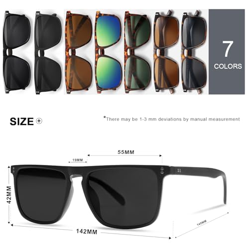 Image of VANLINKER Polarized Square Sunglasses for Men Women Dark Shades with UV Protection for Driving VL9748