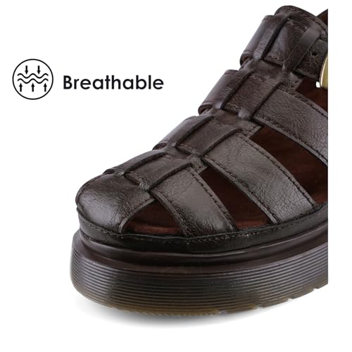 Image of Platform Sandals for Women Chunky Ankle Buckle Casual Open Toe Comfortable Flower Decoration Fisherman Sandals