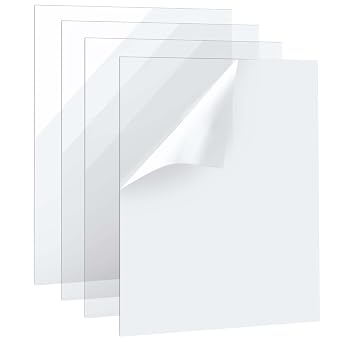 4 Pcs A4 Perspex Clear Acrylic Sheet, 2 Mm Thick Plexiglass Plastic Sheet, Transparent Acrylic Panel Sheets Sign for Picture Frame, Painting, Display Projects, DIY Craft297 x 210mm
