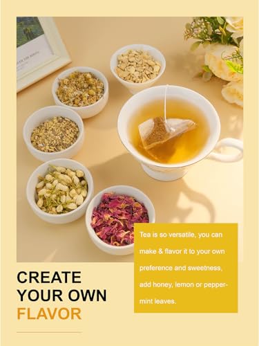 Image of TeeLux Mullein Leaf Tea Bags, 3g /Bag, Smooth Taste, Caffeine Free, 30 ct | Natural Mullein Leaves, Single Ingredient, Gluten Free & Sugar Free, Corn Fiber Pyramid Tea Bags