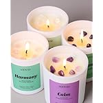 AOOVOO Calm Candles Set for Women - 4 Pack Candles for Home Scented, 28 oz 200 Hour Burn, Aromatherapy Candle with Crystals, Lavender Calm/Jasmine Serenity/Water Lily Pear Harmony/Patchouli Balance - Image 3