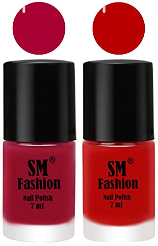 Image of Long Lasting Nail Polish | Nail Paint Combo 7 ml Each) - Set of 2 Dark Magenta-Red