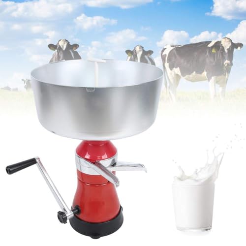 RESKIU Fresh Milk Cream Centrifugal Separator, Dairy Milk Cream Separator Manual Hand Crank, Aluminum Alloy Manual Cream Separator Milk Separating Machine for Home Dairy Farm Use