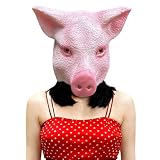 Dinwenddey Pink Pig Mask, Cute Piggy Realistic Spoof Animal Face Mask for Christmas Easter Carnival Party Party Props