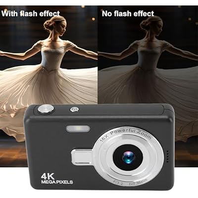 Digital Camera, 12MP 1080P Point and Shoot Digital Camera with 2.4in TFT Screen, 16X Zoom, Auto Focus, Portable Compact Design, for Photography Travel Vlog (Black)