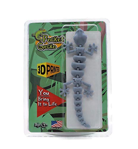 Snafoozle Pocket Gecko (Gray) Articulated 3D Printed Fidget Toy. You Manipulate it and Make it Look Alive