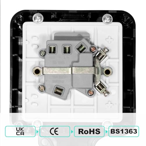 Outdoor Fused Spur Switch, ip66 Waterproof Outdoor Light Switch for Outside Garden, Single Gang 1 Way Wall Weatherproof Outlet Electric Box 13amp 3250w 250v, Black - Image 5