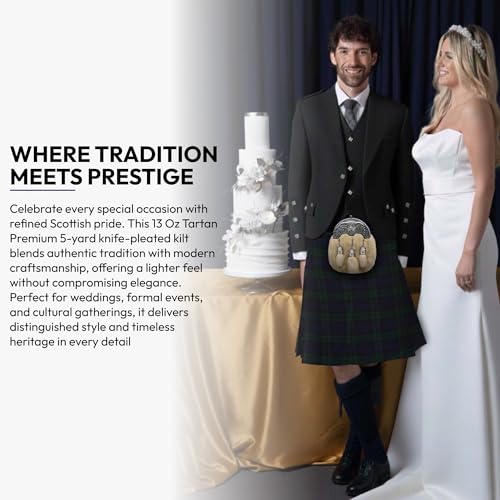 Image of 8 Yard Mens Kilt - Authentic Tartan Kilt for Men Highland Outfit for Weddings & Traditional Scottish Wear