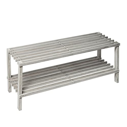 Honey-Can-Do 2-Tier Wood Shoe Rack, Grey Sho-08413 Grey #TOP1