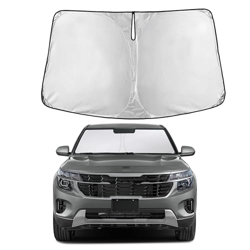Image of Autovir Windshield Sun Shade Fit for 2021-2024 2025 2026 Kia Seltos | Sunshade, Front Car Window Shades Sun Visor, Blocks UV Rays & Heat, Car Accessories