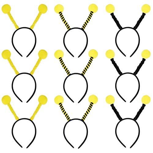 Obmwang 20-11 9 Pack Bee Headbands Creative Cute Bee Tentacle Hair Bands Pom Pom Boppers cover