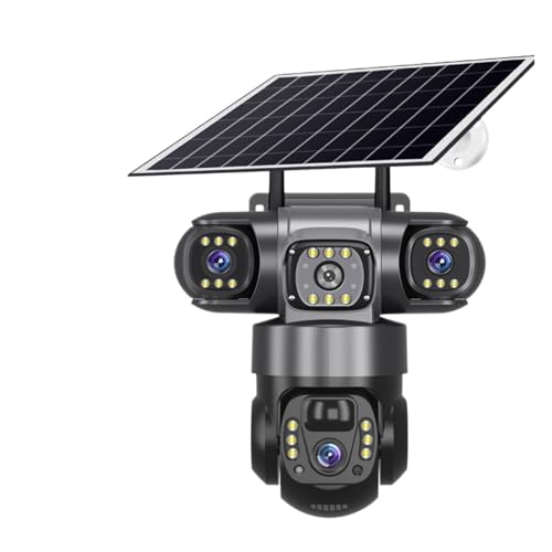 DIKAMAN Cámaras de Seguridad, Cámara Solar 4G de 12 MP, 6K, 3 Lentes, CCTV for Exteriores, Impermeable, visión Nocturna, intercomunicador bidireccional, Seguimiento móvil, IP(2MP 5X CAM 128G)
