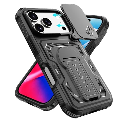 Coque iPhone 16 Pro noire avec protection caméra coulissante et châssis renforcé