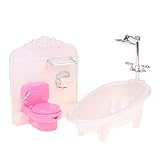 Color: aleatorio Simulación casa de muñecas, bañera, lavabo, inodoro, modelo a juego, casa de muñecas, muebles de baño, accesorios, juguetes para niños, regalos, útil y práctico