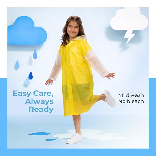 Image of Lifelong Kids Solid Textured PVC Raincoat| School Bag Extension & Side Pocket | Rain Coat| Raincoat for Boys & Girls | Kids Raincoat | Waterproof Rainwear with Carrying Pouch, 6-7 YRS (Yellow & White)