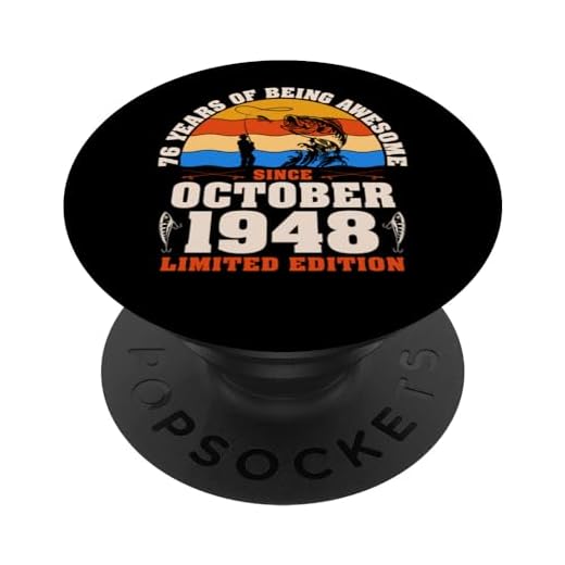 Vintage 76 cumpleaños 76 años amante de la pesca octubre 1948 PopSockets PopGrip Intercambiable