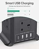 Tower Extension Lead with USB Slots, 3 USB-A(5V/2.4A) & 1 Type-C Port(5V/3A) and 8 Outlets Surge Protector Extension Lead with Switches, 2M Extension Cord - Image 2