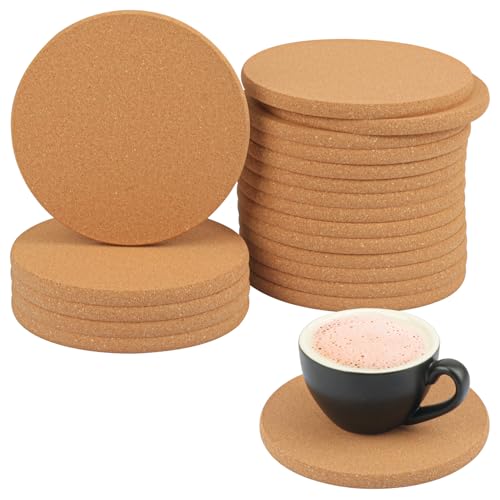 Yiksonyo 20 Pack 6.4 Inch Cork Plant Saucers, 6.4 Inch Absorbent Round Cork Plant Coasters for Indoor Flower Pots, Planters, Houseplants, Surface Protection