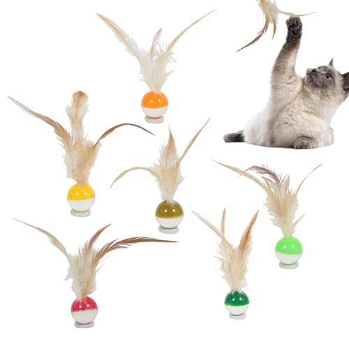 Duroecsain Pelota de juguete para gatos, bola interactiva con diseño de frutas para gatos, paquete de 6 unidades, juguete para gatitos, para morder, recuperar, lanzar, cazar y rebotar