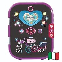 VTech KidiSecrets Selfie Music 2.0 Black Version, interaktives geheimes Tagebuch für Kinder mit Dual-Kamera und MP3, elektronisches Tagebuch mit Tastatur, italienische Sprache, Batterien im