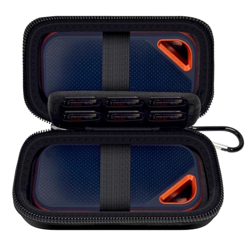 SanDisk Extreme Pro/SanDisk Portable SSD 1TB 2TB 4TB 500GB/Crucial X10 X9 外付けソリッドステートドライブ用ケース、メモリーカードSDカード用トラベルストレージバッグ - ブラック(ボックスのみ)