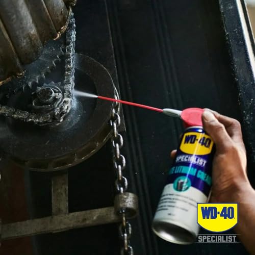 WD-40 Specialist Weißes Lithiumsprühfett Smart Straw 300ml – Dickflüssiges Schmierfett für Metall-auf-Metall-Verbindungen, hohe Druckbelastung, ideal für Getriebe, Lager & bewegliche Teile im Fahrzeug